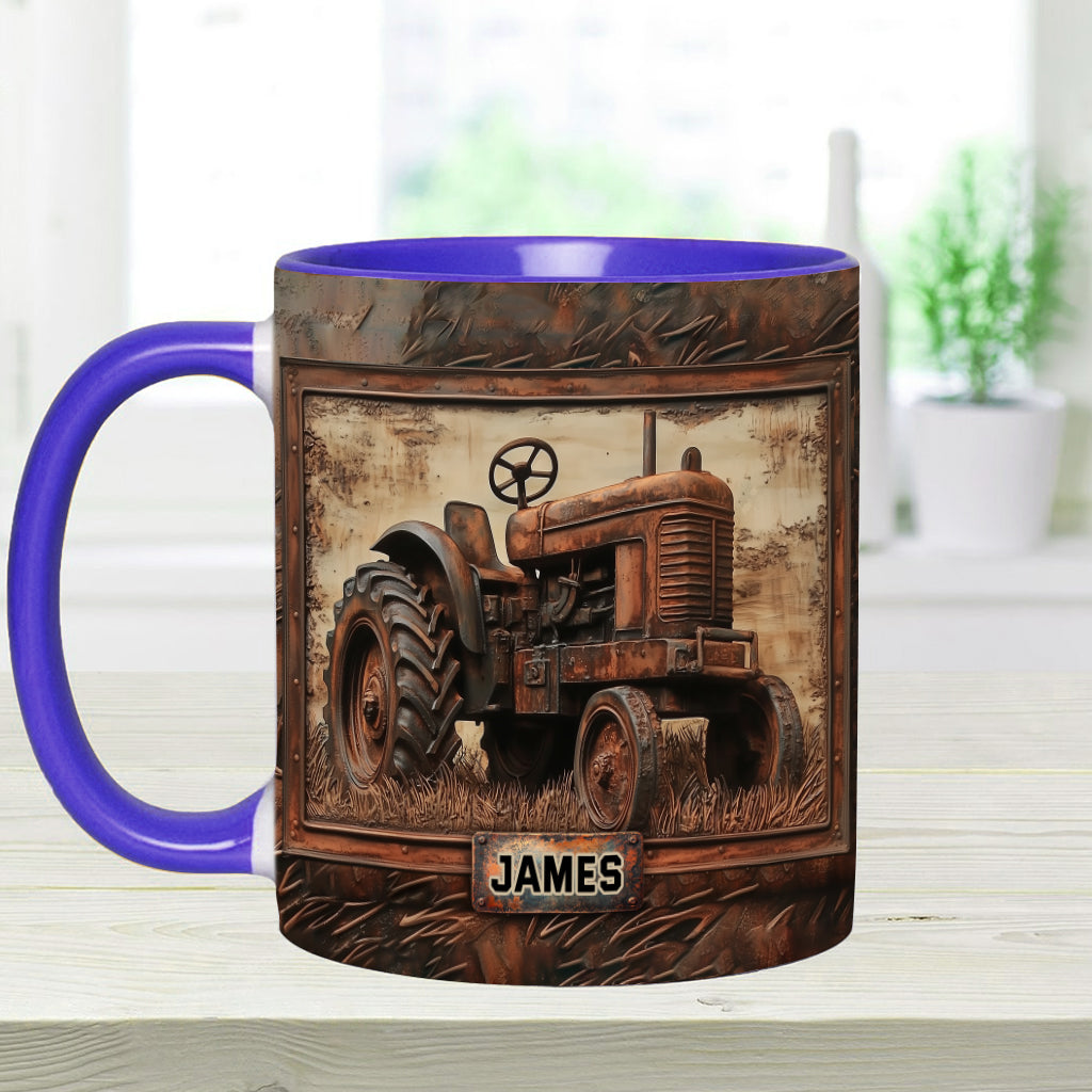 Mug personnalisé à motif tracteur rustique