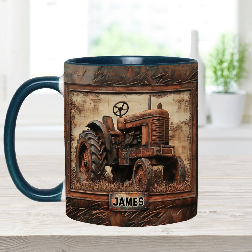 Mug personnalisé à motif tracteur rustique