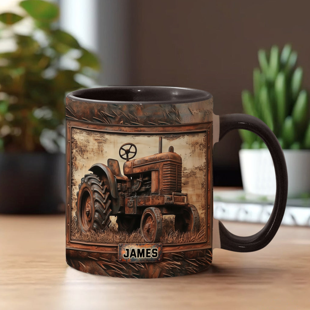 Mug personnalisé à motif tracteur rustique