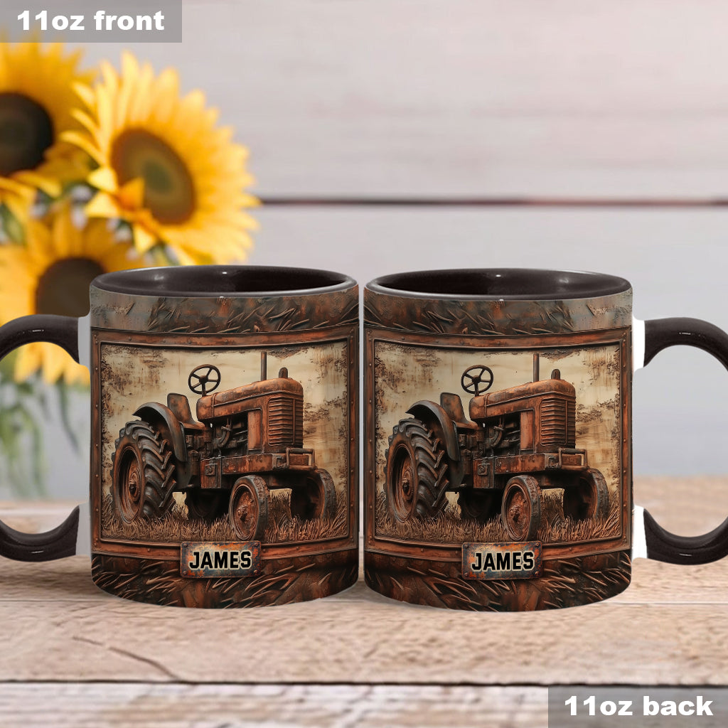 Mug personnalisé à motif tracteur rustique