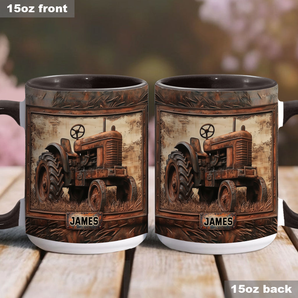 Mug personnalisé à motif tracteur rustique