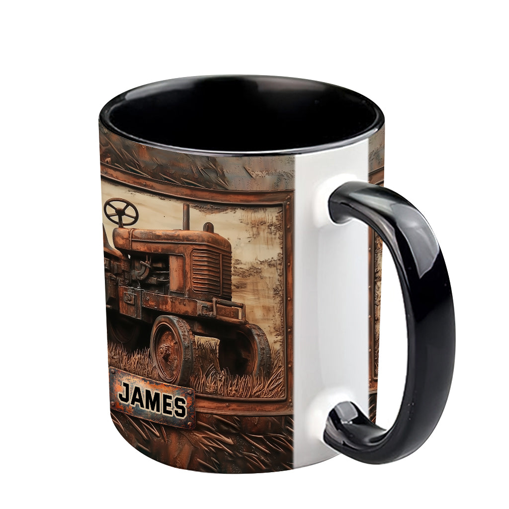 Mug personnalisé à motif tracteur rustique