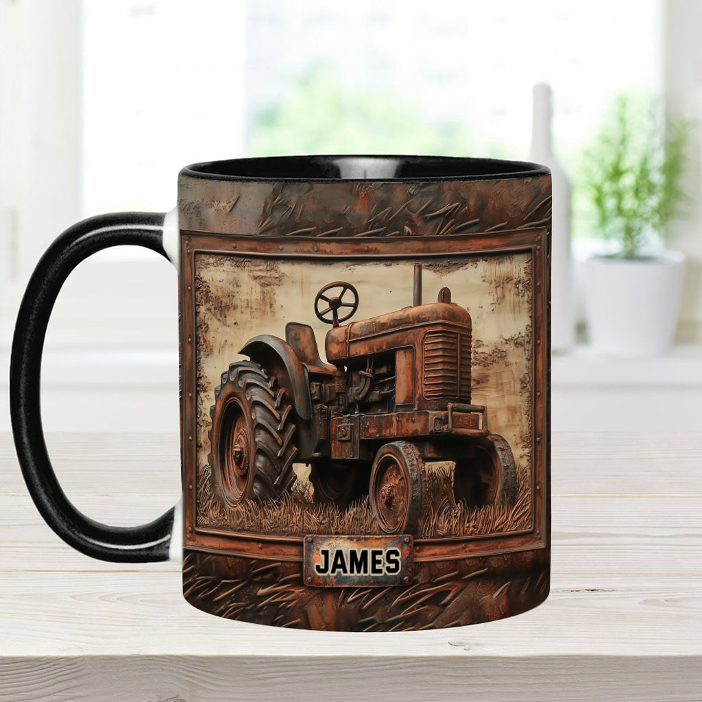 Mug personnalisé à motif tracteur rustique