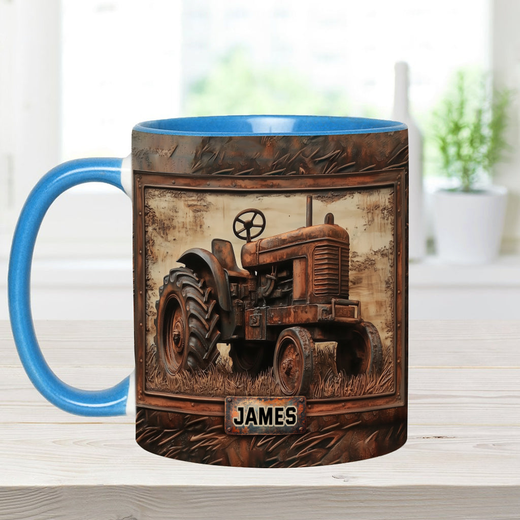 Mug personnalisé à motif tracteur rustique