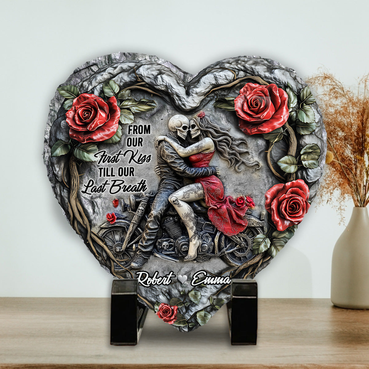 From Our First Kiss - Personalized Couple Heart Shaped Stone