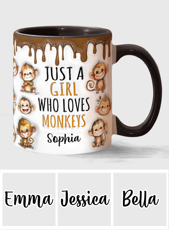 Mug personnalisé « Juste une fille qui aime les singes »
