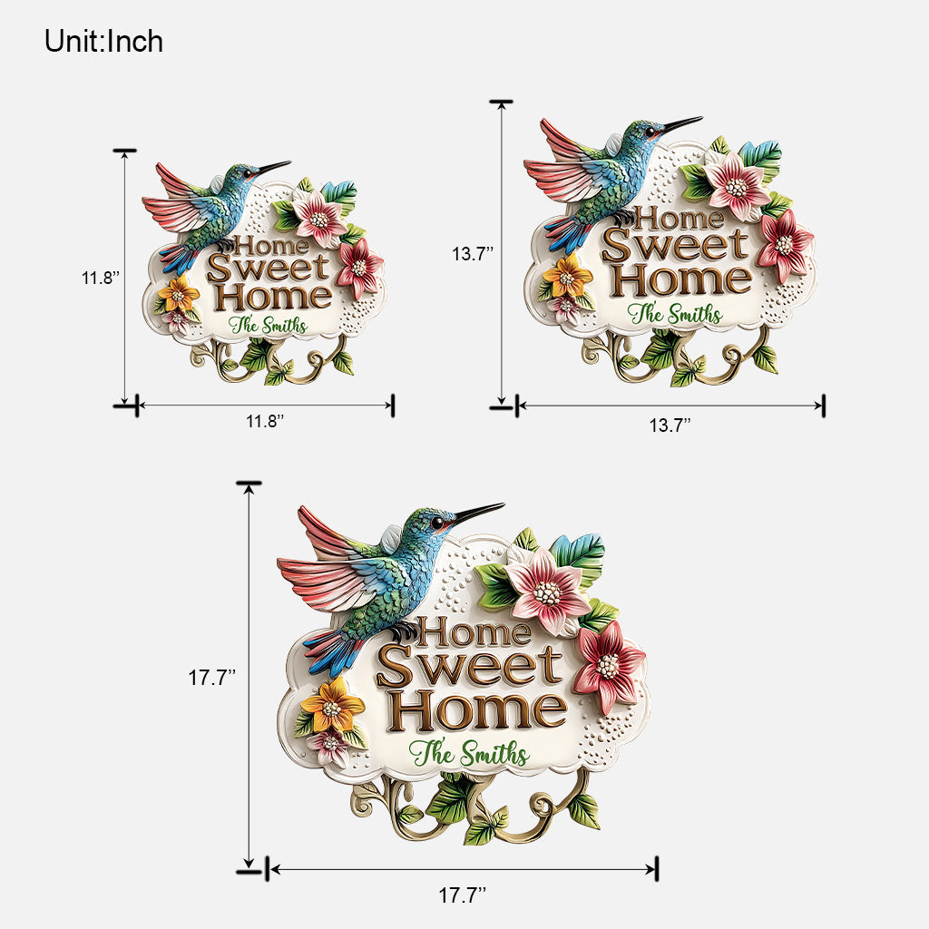 Home Sweet Home - Personalized Hummingbird Custom Shaped Wood Sign