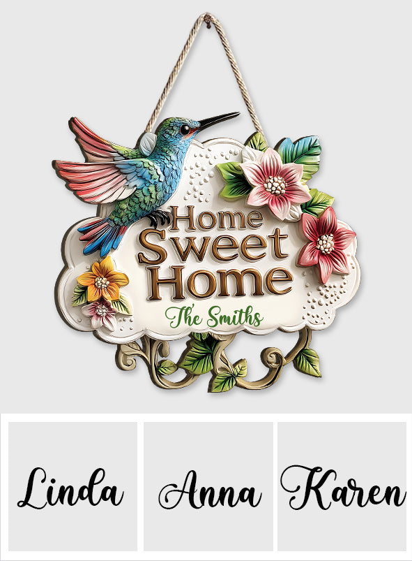 Home Sweet Home - Personalized Hummingbird Custom Shaped Wood Sign