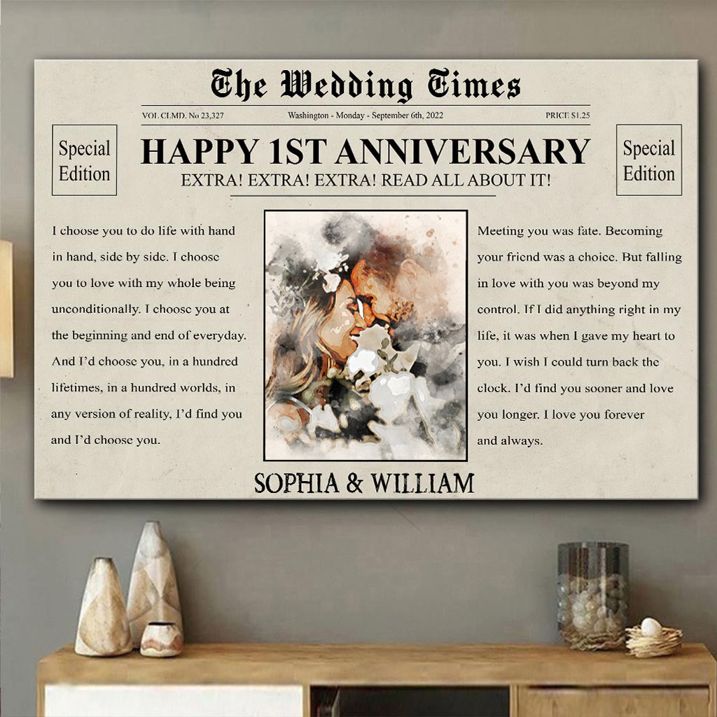 Happy Anniversary The Wedding Times Newspaper - Personalized Husband And Wife Canvas And Poster