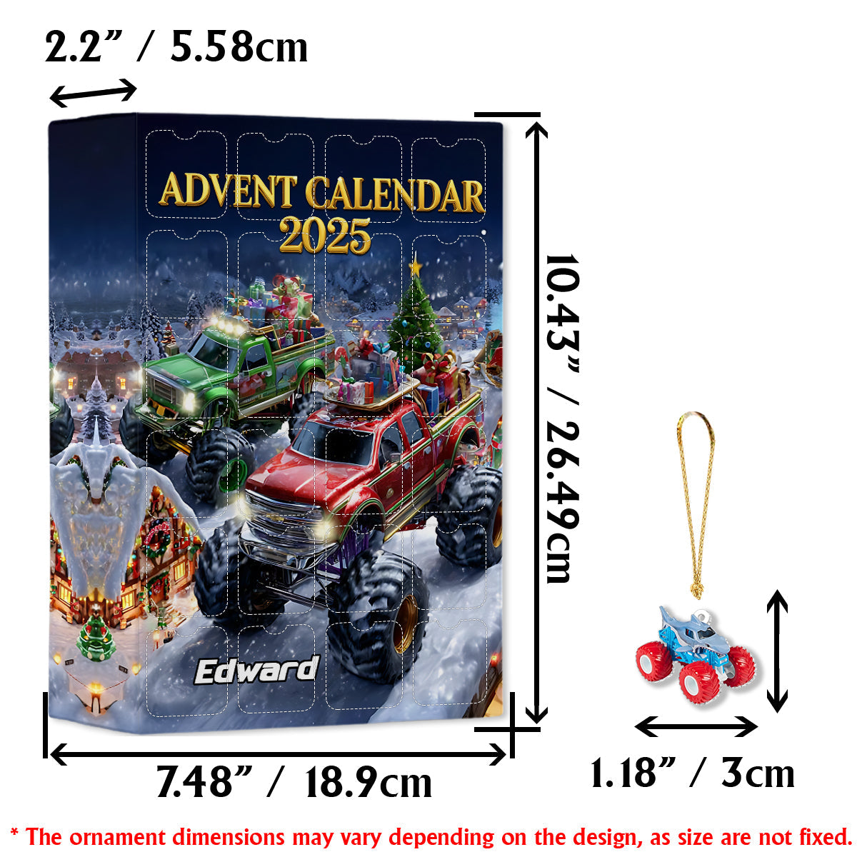 Monster Crusher - Personalisierter Adventskalender für Kinder mit Ornamenten