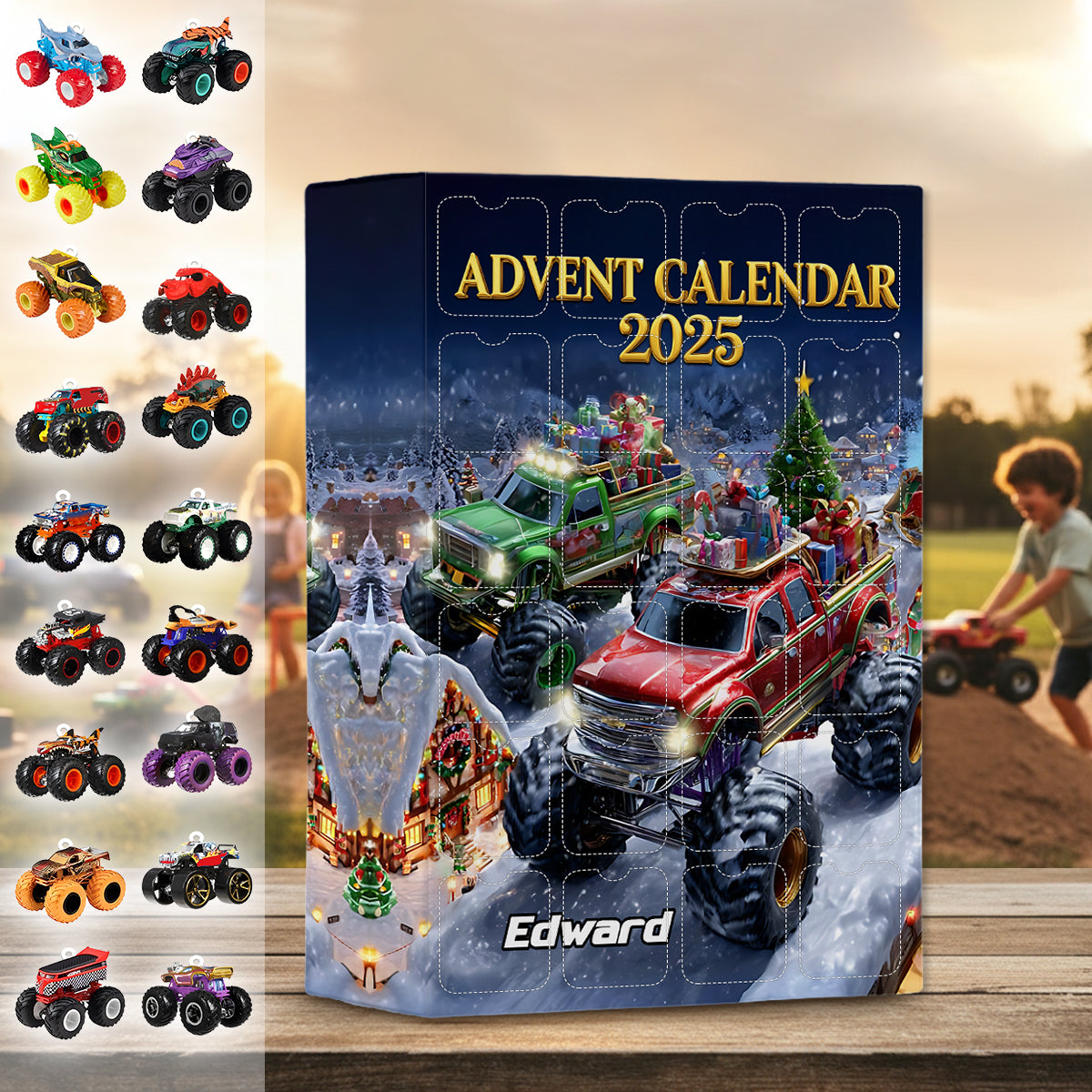 Monster Crusher - Personalisierter Adventskalender für Kinder mit Ornamenten
