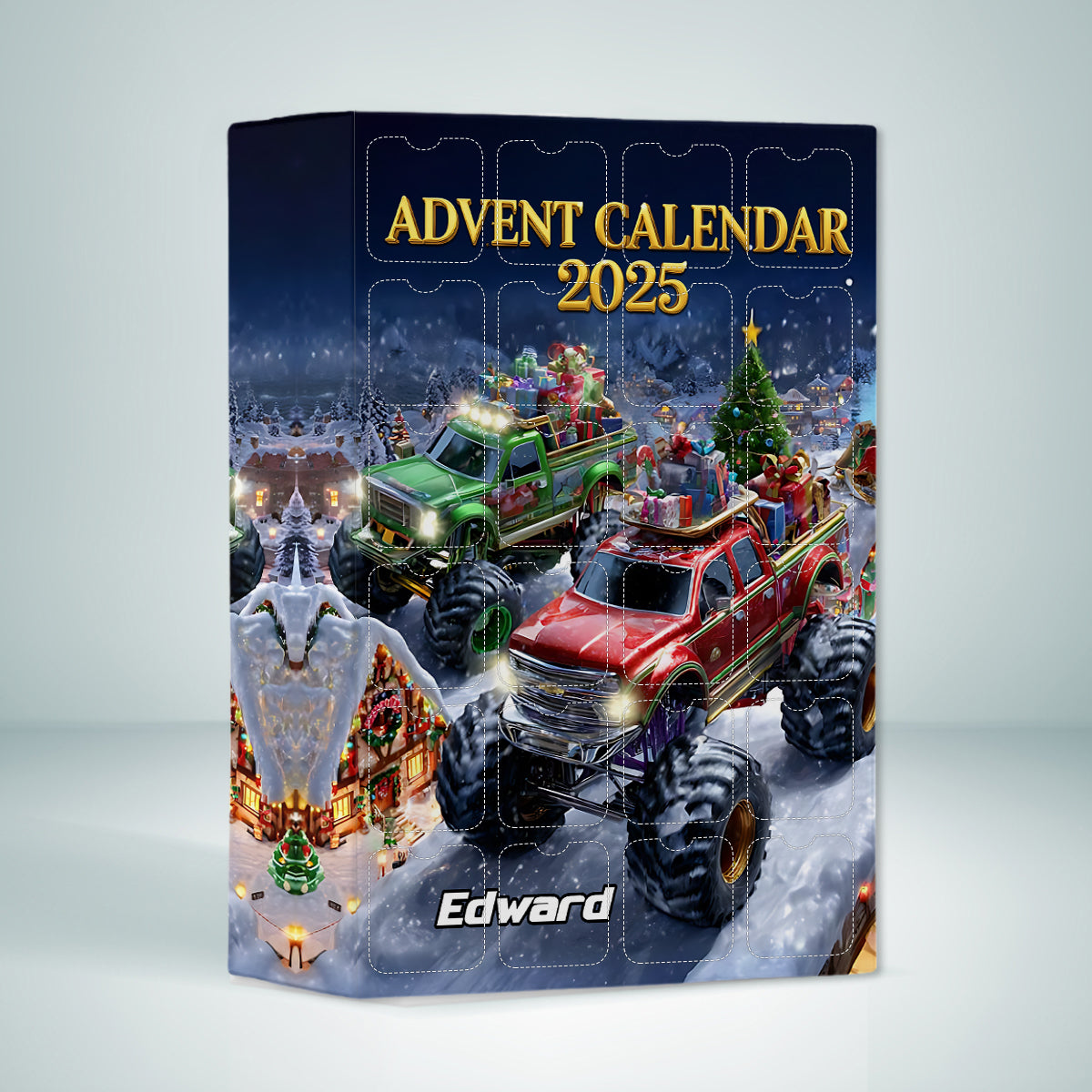 Monster Crusher - Personalisierter Adventskalender für Kinder mit Ornamenten