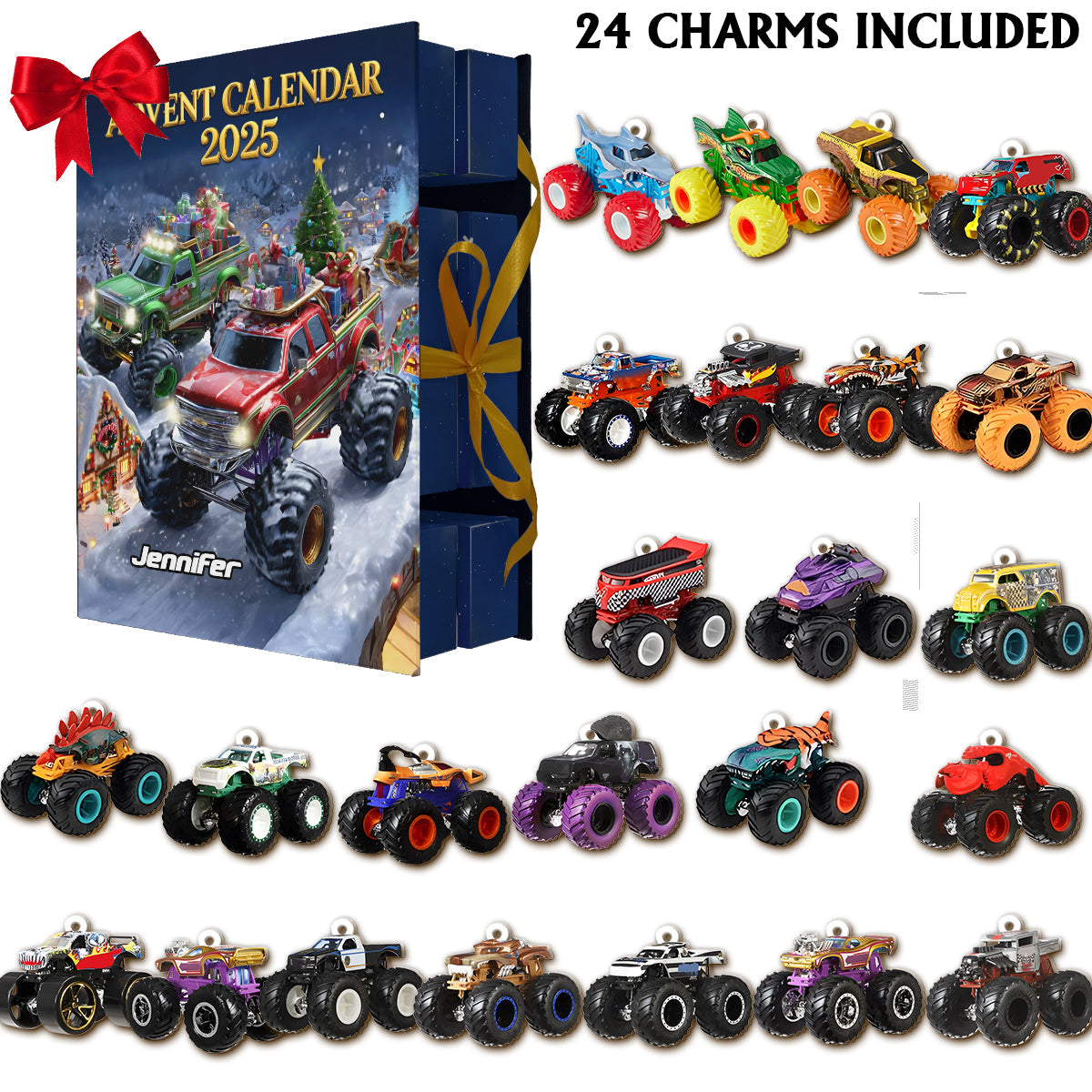 Monster Crusher - Calendrier de l'Avent pliable et personnalisé pour enfants avec décorations