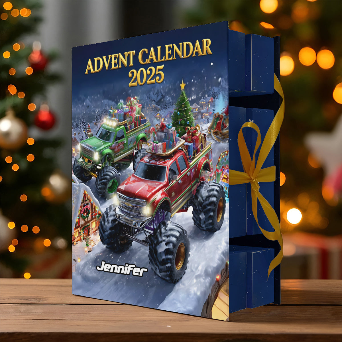 Monster Crusher - Calendrier de l'Avent pliable et personnalisé pour enfants avec décorations