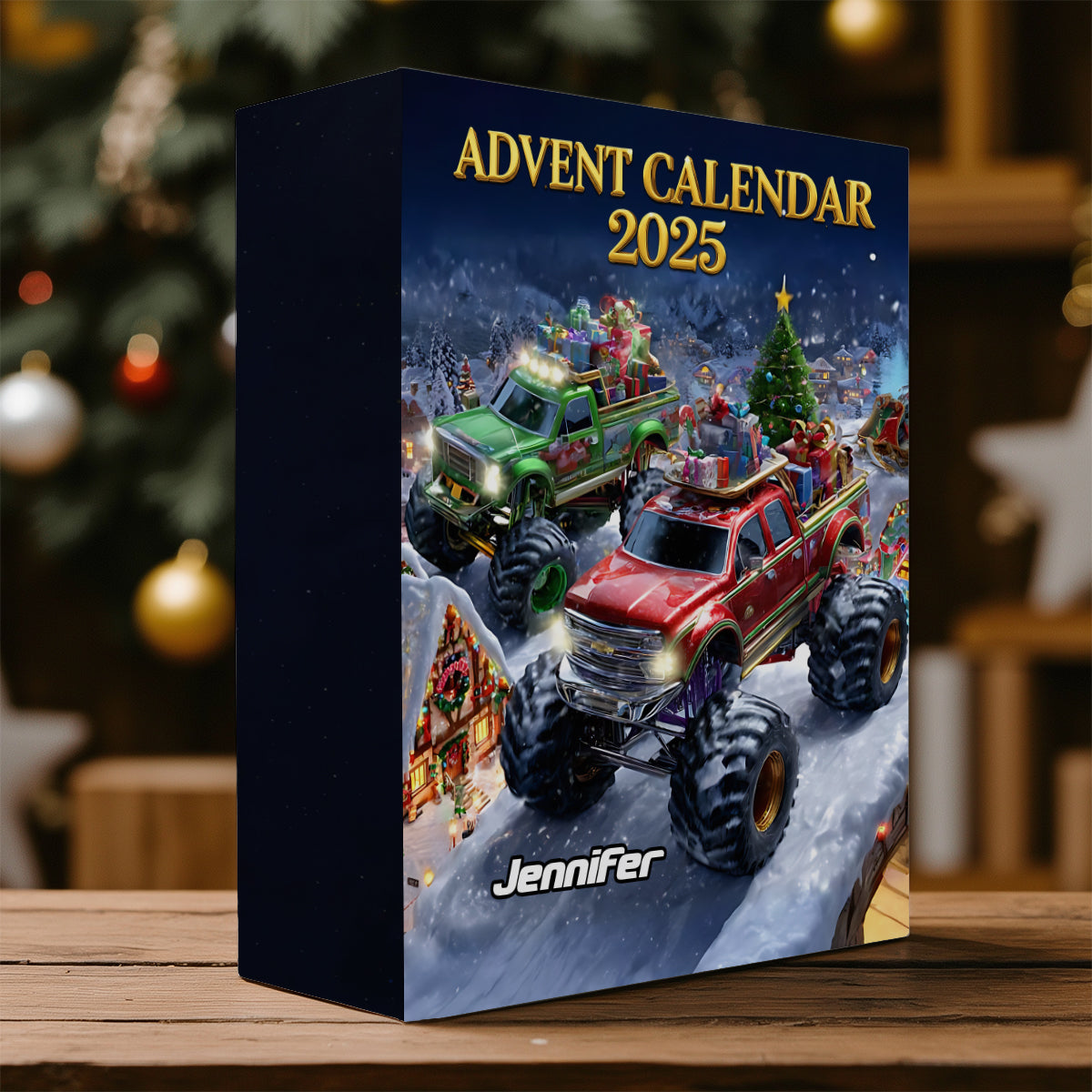 Monster Crusher - Calendrier de l'Avent pliable et personnalisé pour enfants avec décorations