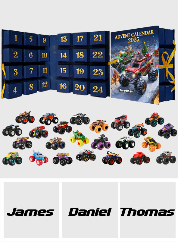 Monster Crusher - Calendrier de l'Avent pliable et personnalisé pour enfants avec décorations