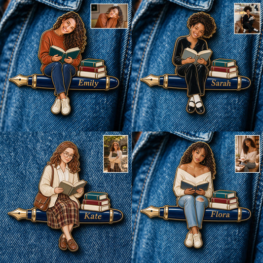 Une Fille Qui Aime Les Livres - Épinglette En Émail Personnalisée 3D Embossée