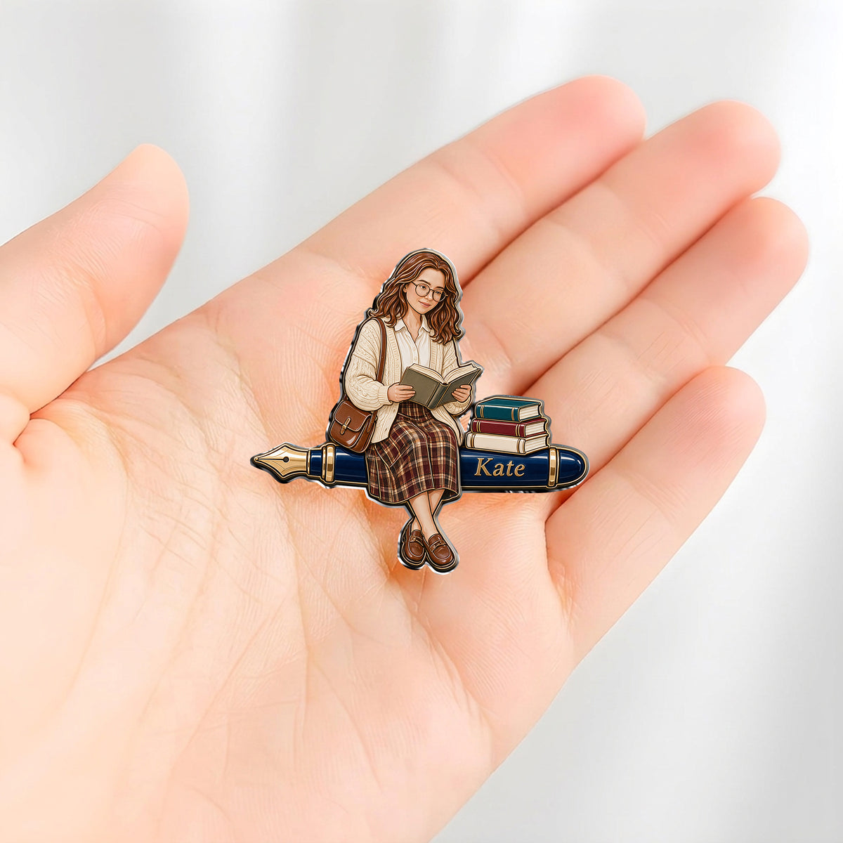 Just A Girl Who Loves Books - Personalized Book 3D Embossed Enamel Pin