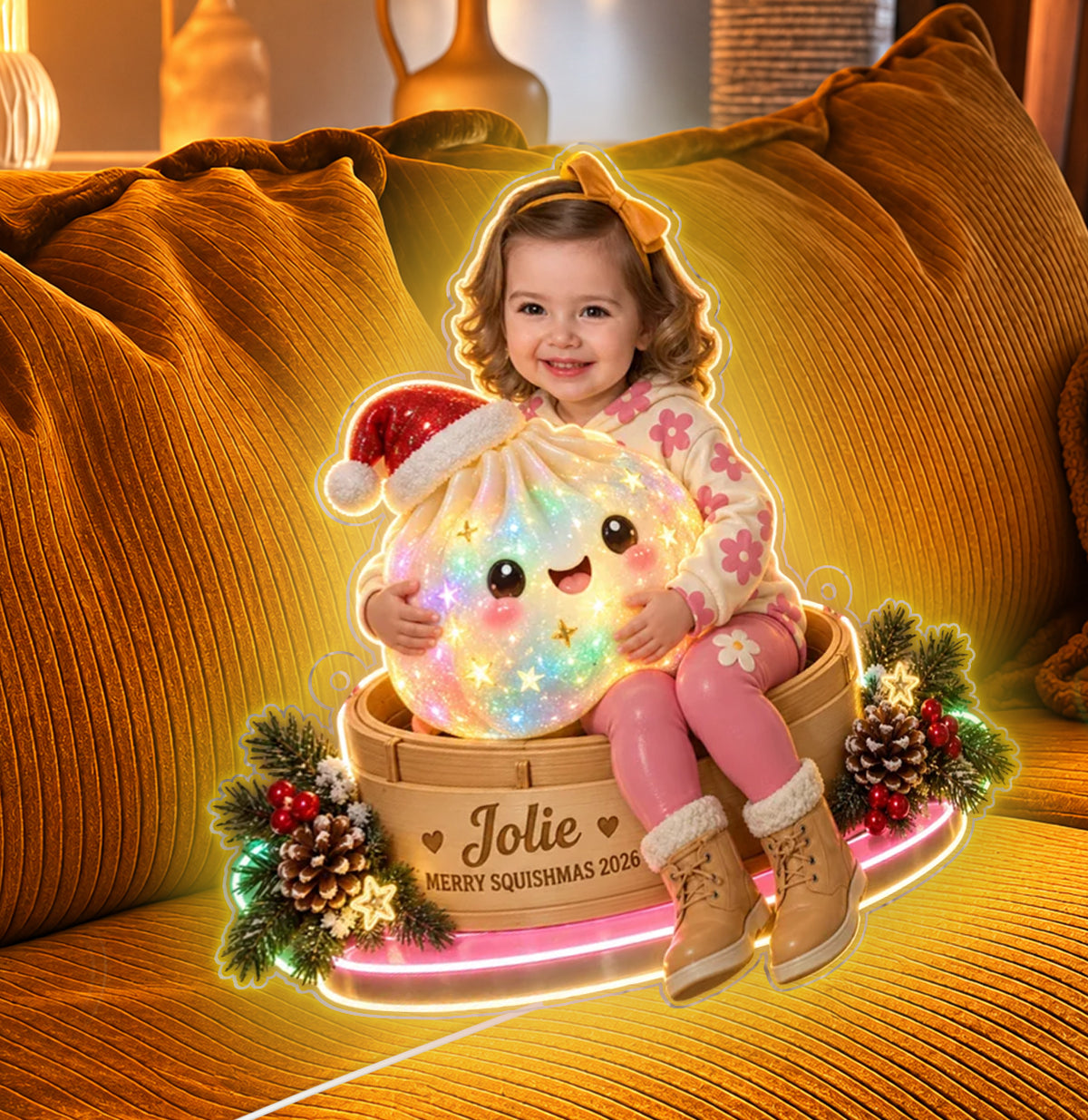 Merry Squishmas - Personalized Kid Neon LED Light Sign