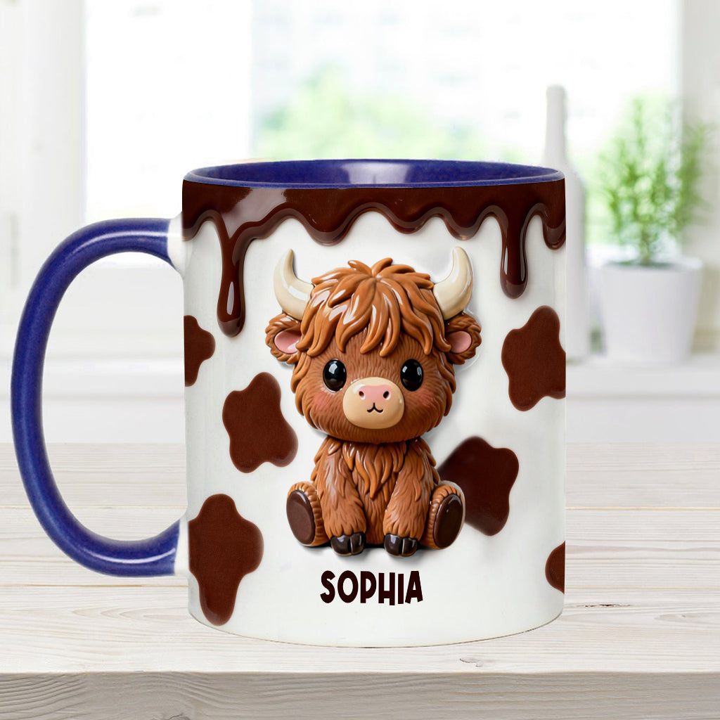 J'adore les vaches des Highlands ! Mug et sous-verre personnalisés avec motif vache des Highlands