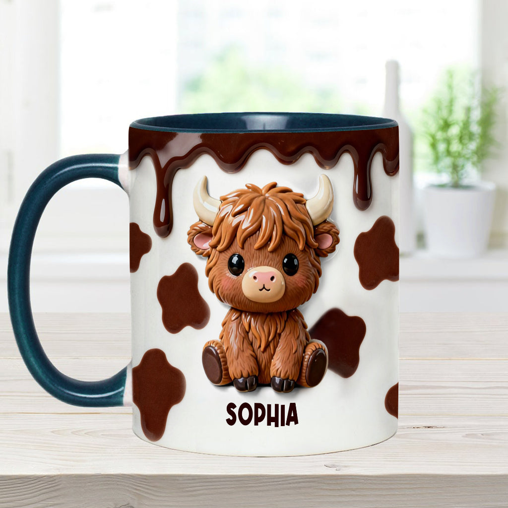 J'adore les vaches des Highlands ! Mug et sous-verre personnalisés avec motif vache des Highlands