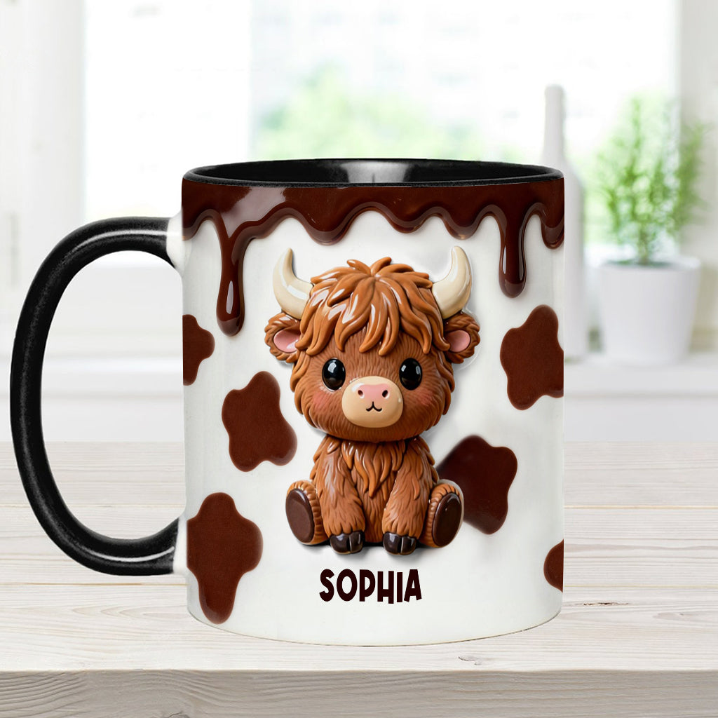 J'adore les vaches des Highlands ! Mug et sous-verre personnalisés avec motif vache des Highlands