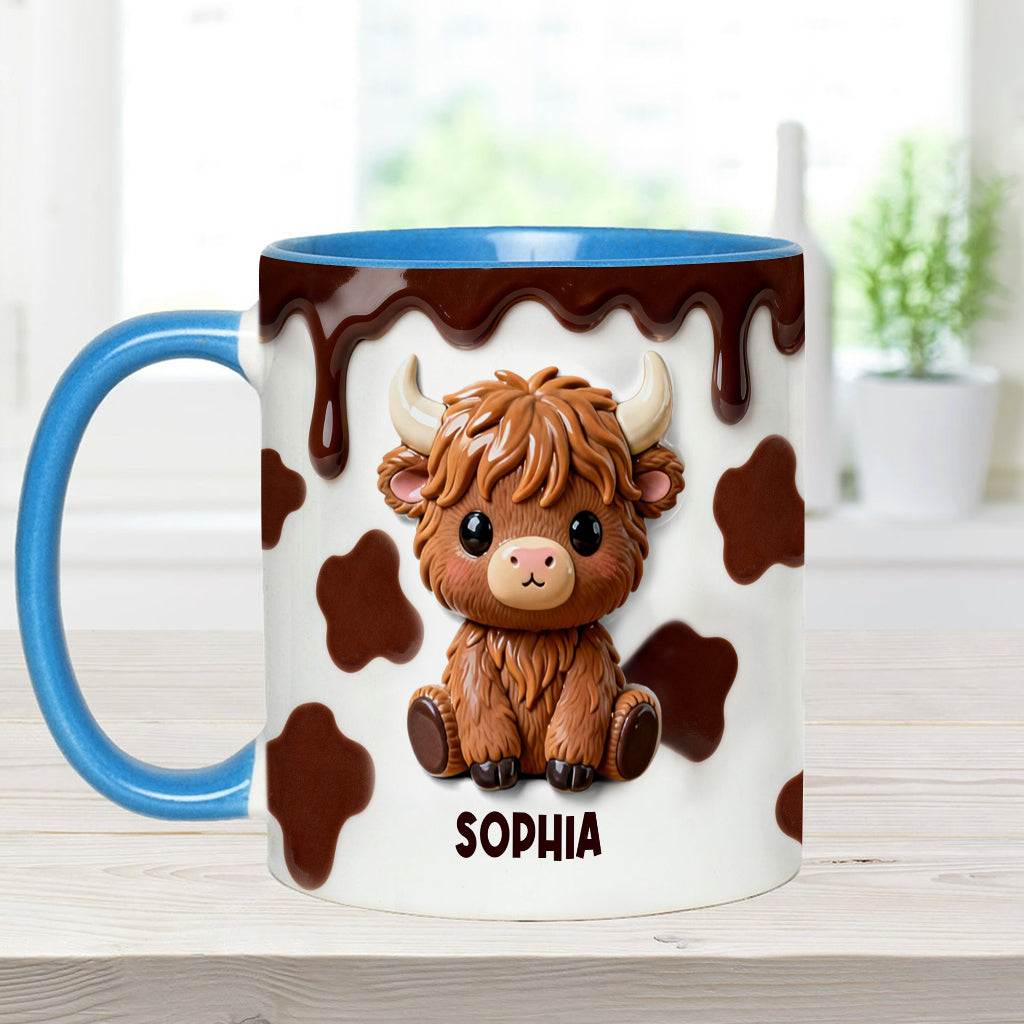 J'adore les vaches des Highlands ! Mug et sous-verre personnalisés avec motif vache des Highlands
