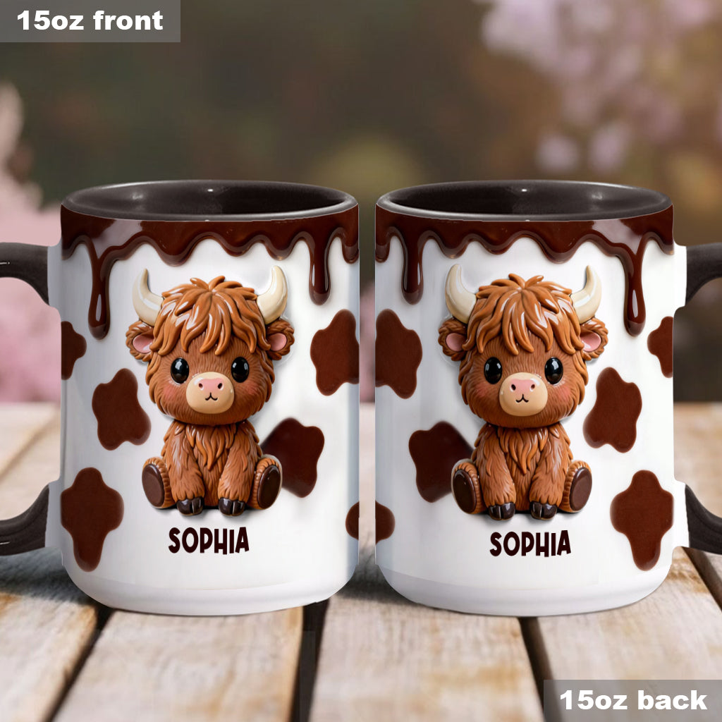 J'adore les vaches des Highlands ! Mug et sous-verre personnalisés avec motif vache des Highlands