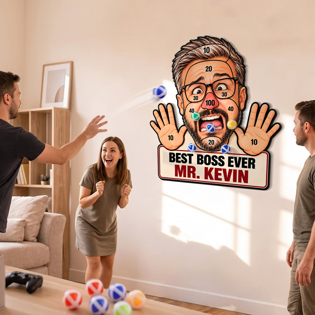 Funny Colleague Christmas Game - Personalized Colleague Sticky Ball Dart Board Set