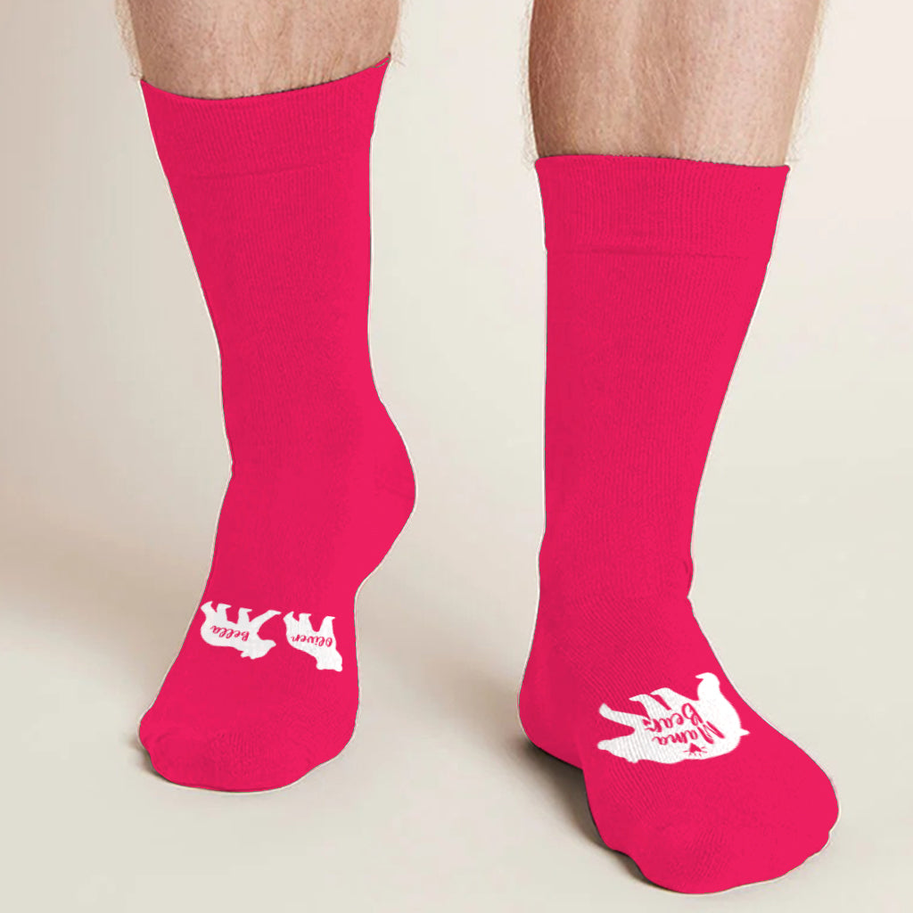 Mama Bear And Her Cubs With Any Kid Nam - Personalized Mother Socks