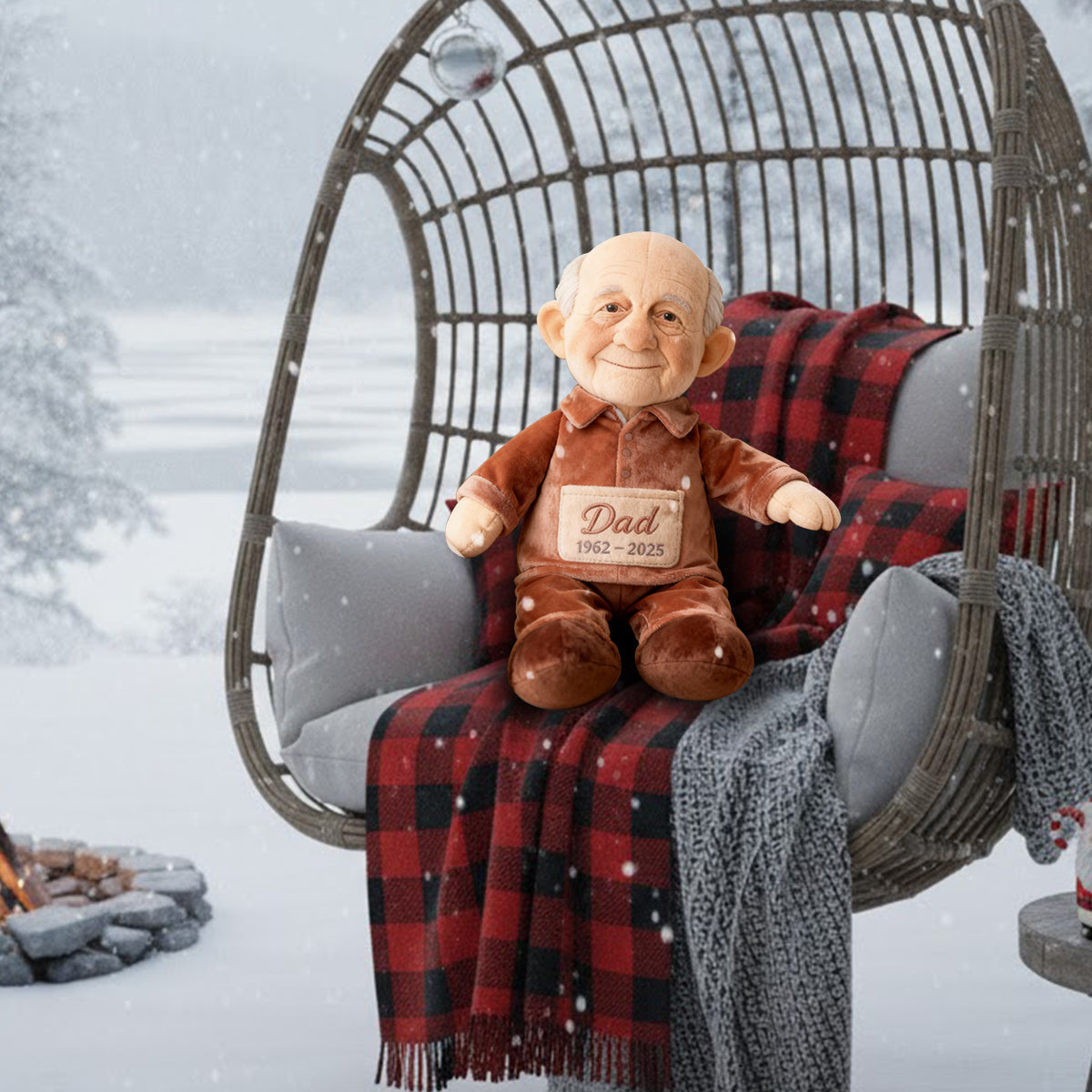In Loving Memory - Personalized Memorial Fur Pillow & Plush Ornament & Plaque Gift Set