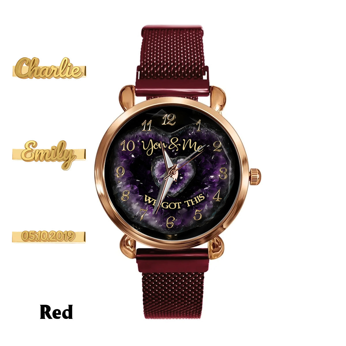 You & Me We Got This - Personalized Couple Women Hand Watch With Strap Charms