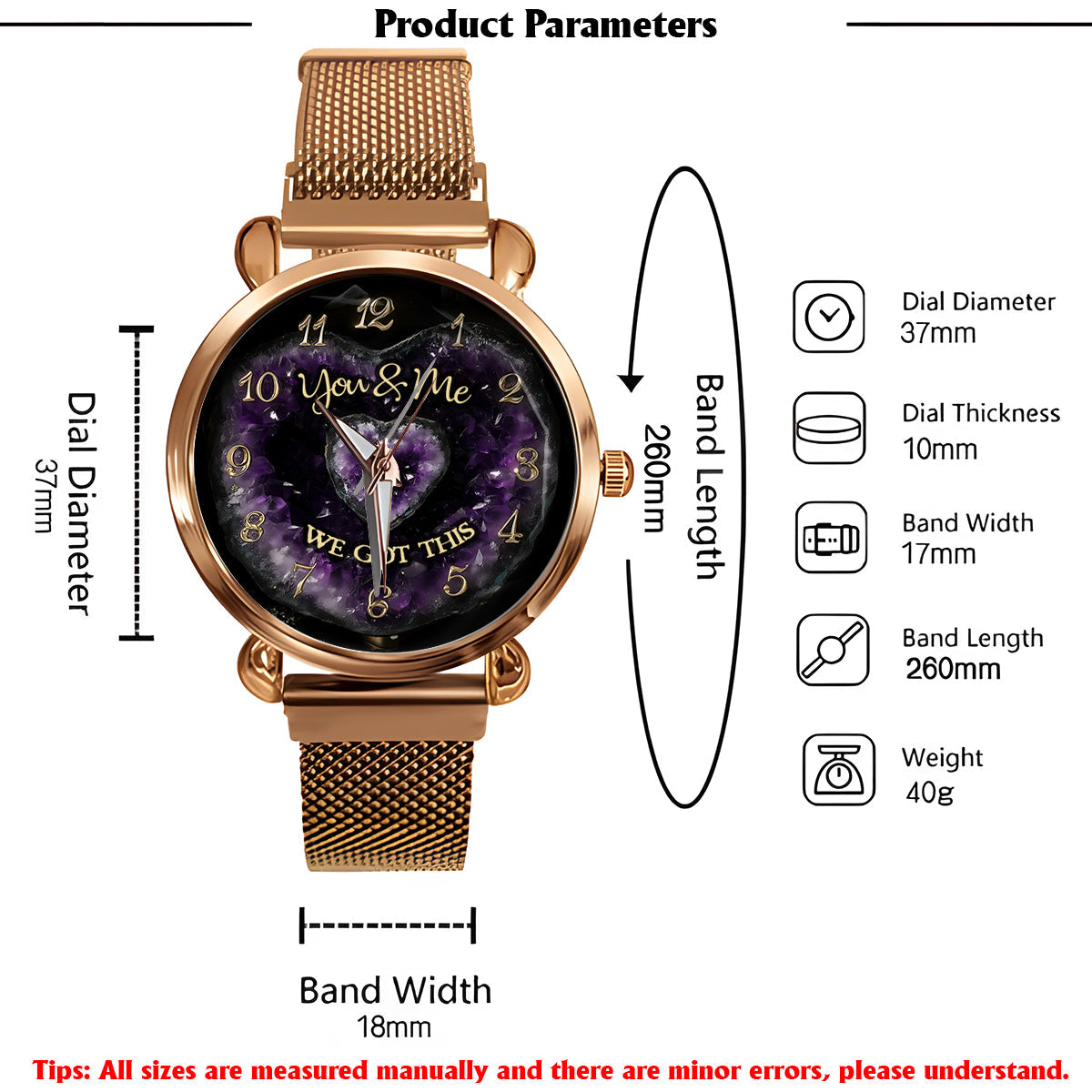 You & Me We Got This - Personalized Couple Women Hand Watch With Strap Charms