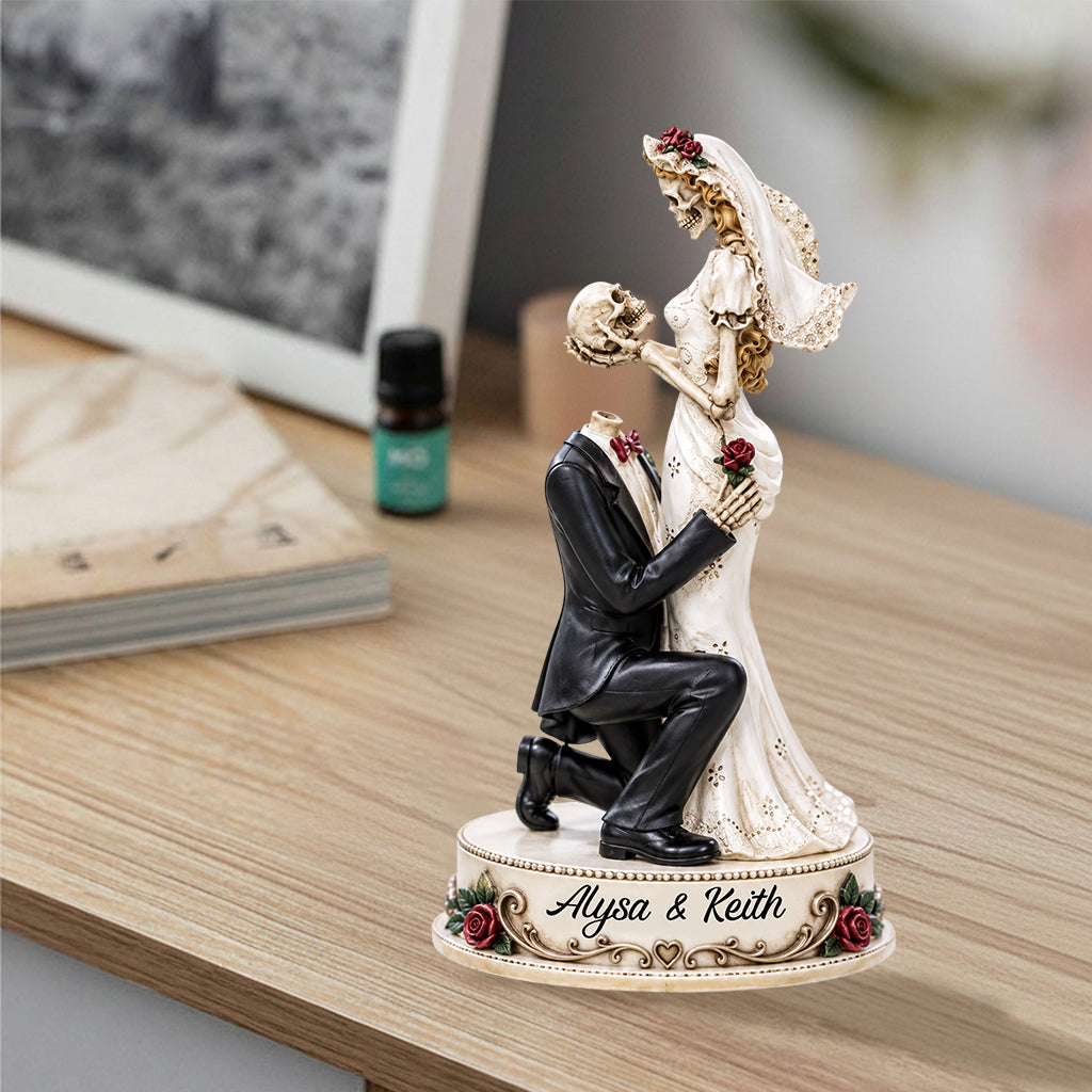 Skull Couple Wedding Cake Topper - Personalized Couple Premium 3D Figurine