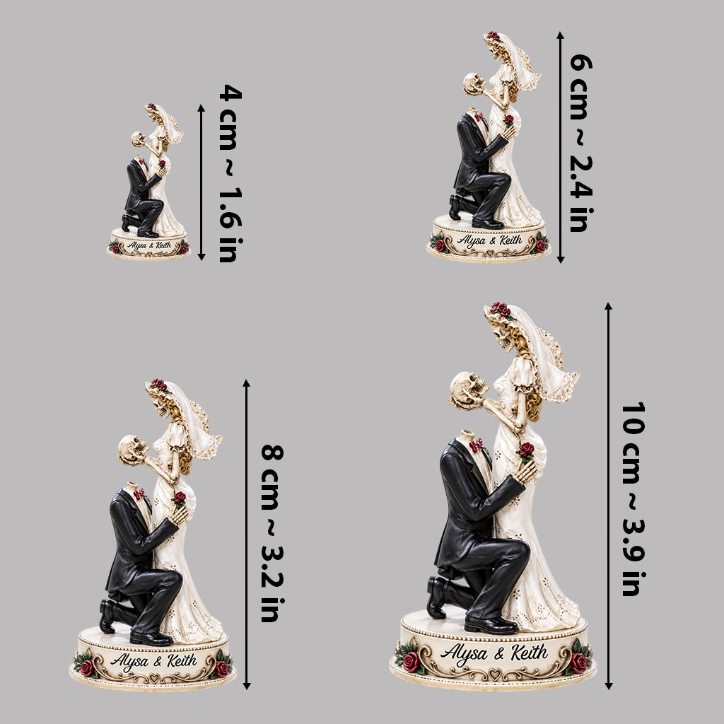 Skull Couple Wedding Cake Topper - Personalized Couple Premium 3D Figurine