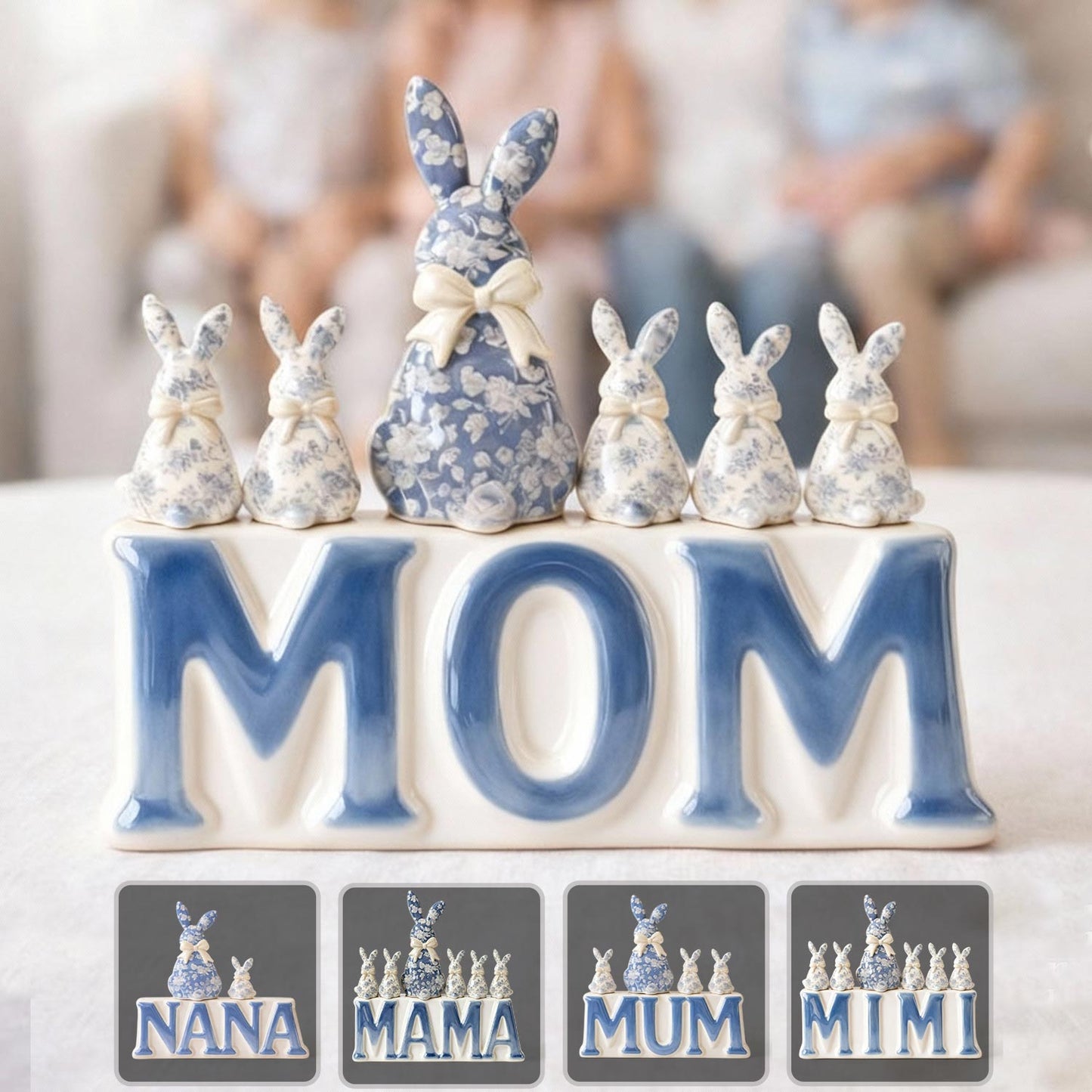 Élégante plaque acrylique personnalisée « Maman Lapin » pour grand-mère et enfants - Plaque en acrylique sur mesure pour maman