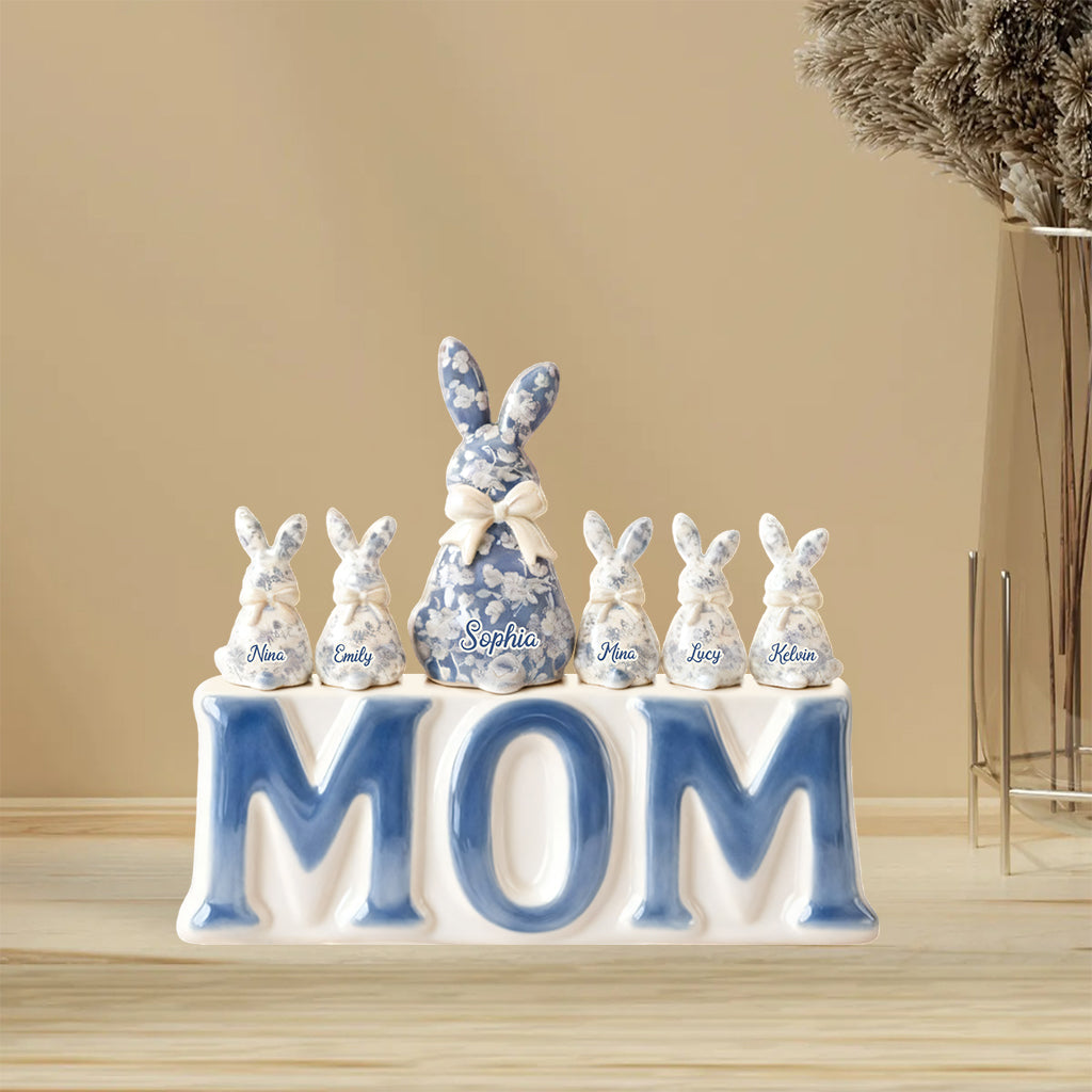 Élégante plaque acrylique personnalisée « Maman Lapin » pour grand-mère et enfants - Plaque en acrylique sur mesure pour maman