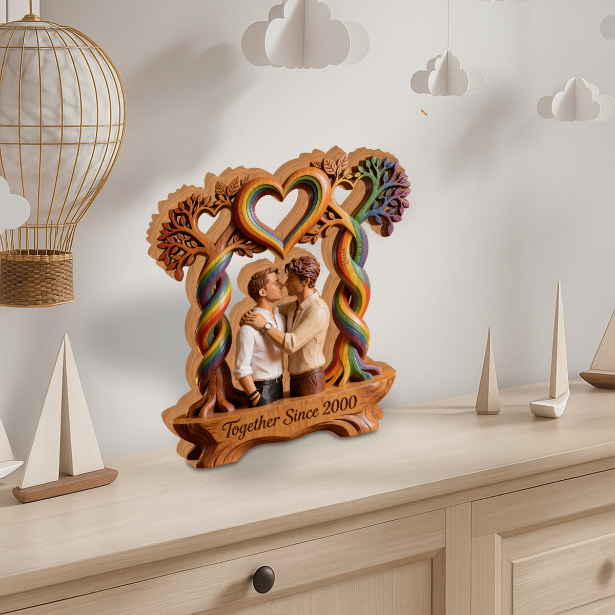 Plaque en Bois Personnalisée, L'Amour Est L'Amour - Soutien LGBT Personnalisé