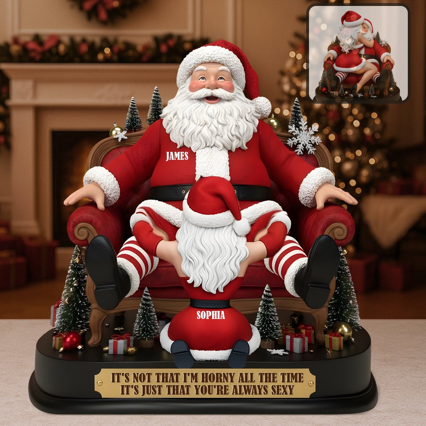 Santa Claus Funny Couple - Personalized Couple Custom Shaped Acrylic Plaque