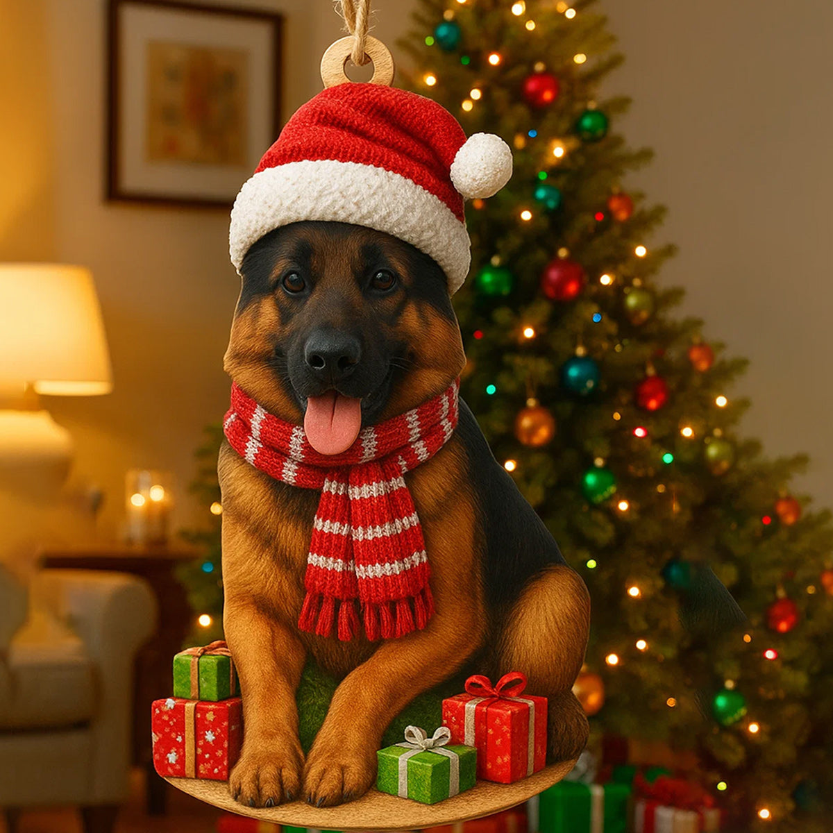 Noël pour chien - Figurine miniature 3D personnalisée avec un chien