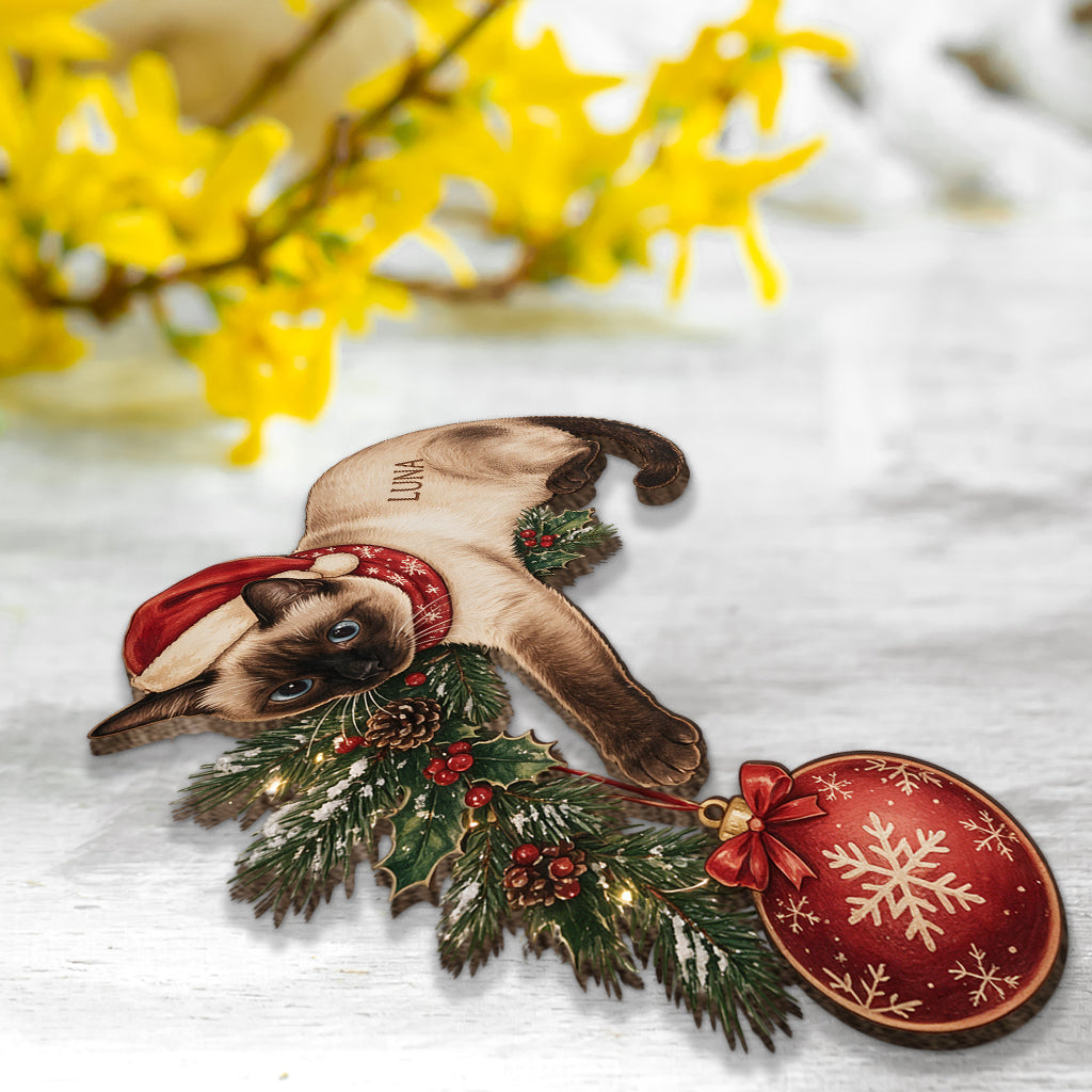 Custom Any Photo, Cute Cat Christmas - Personalized Cat Door Frame Decoration