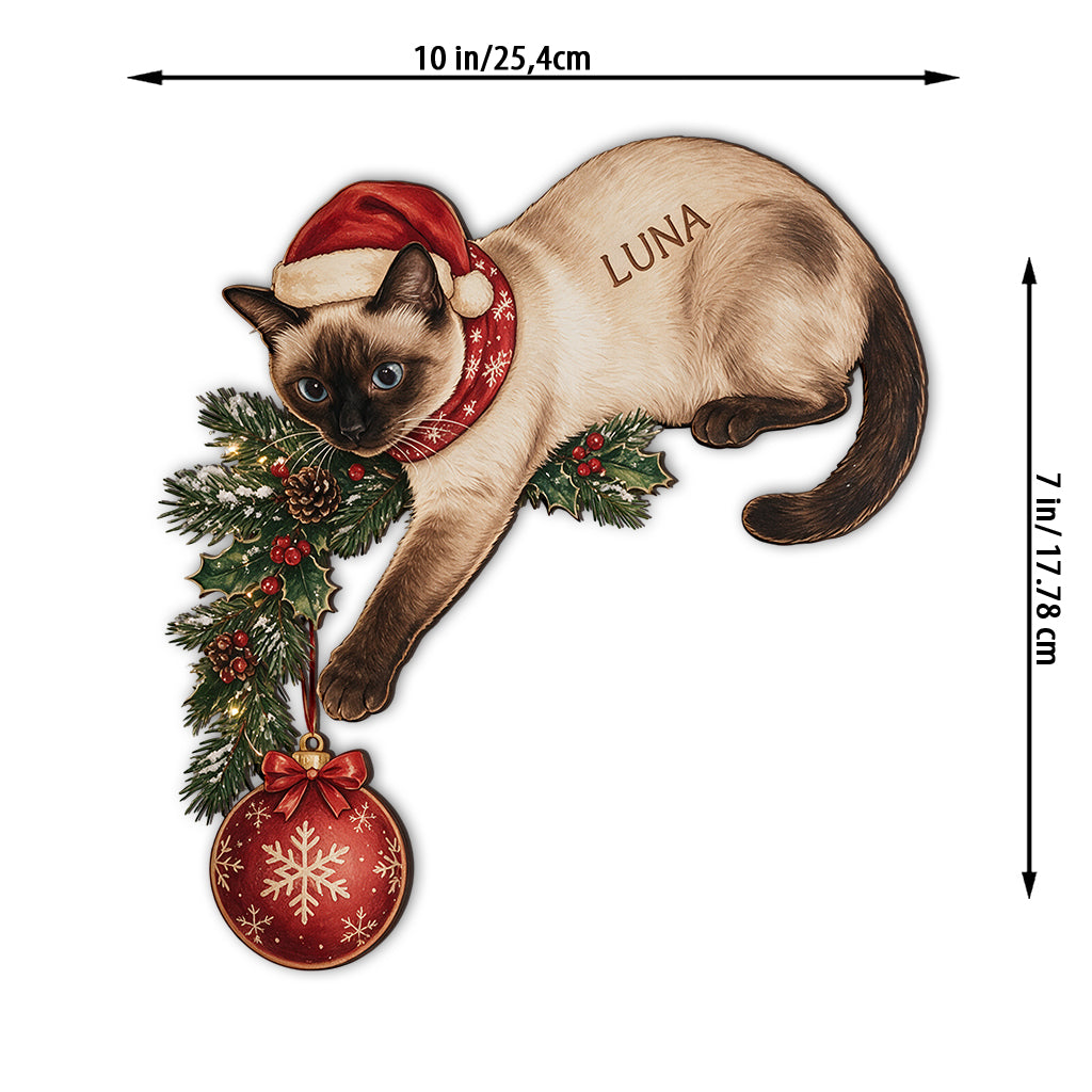 Custom Any Photo, Cute Cat Christmas - Personalized Cat Door Frame Decoration