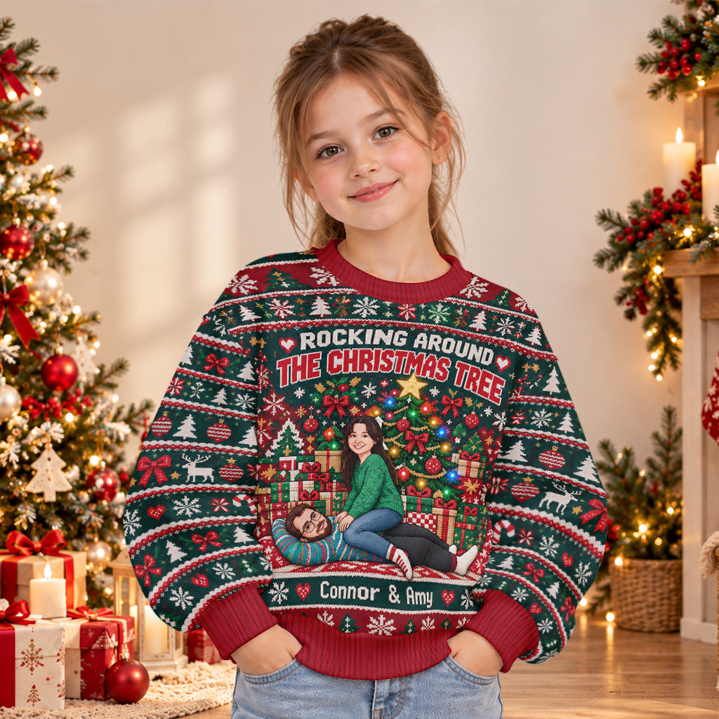 Rocking Around The Christmas Tree - Personalized Couple Light Up Sweater