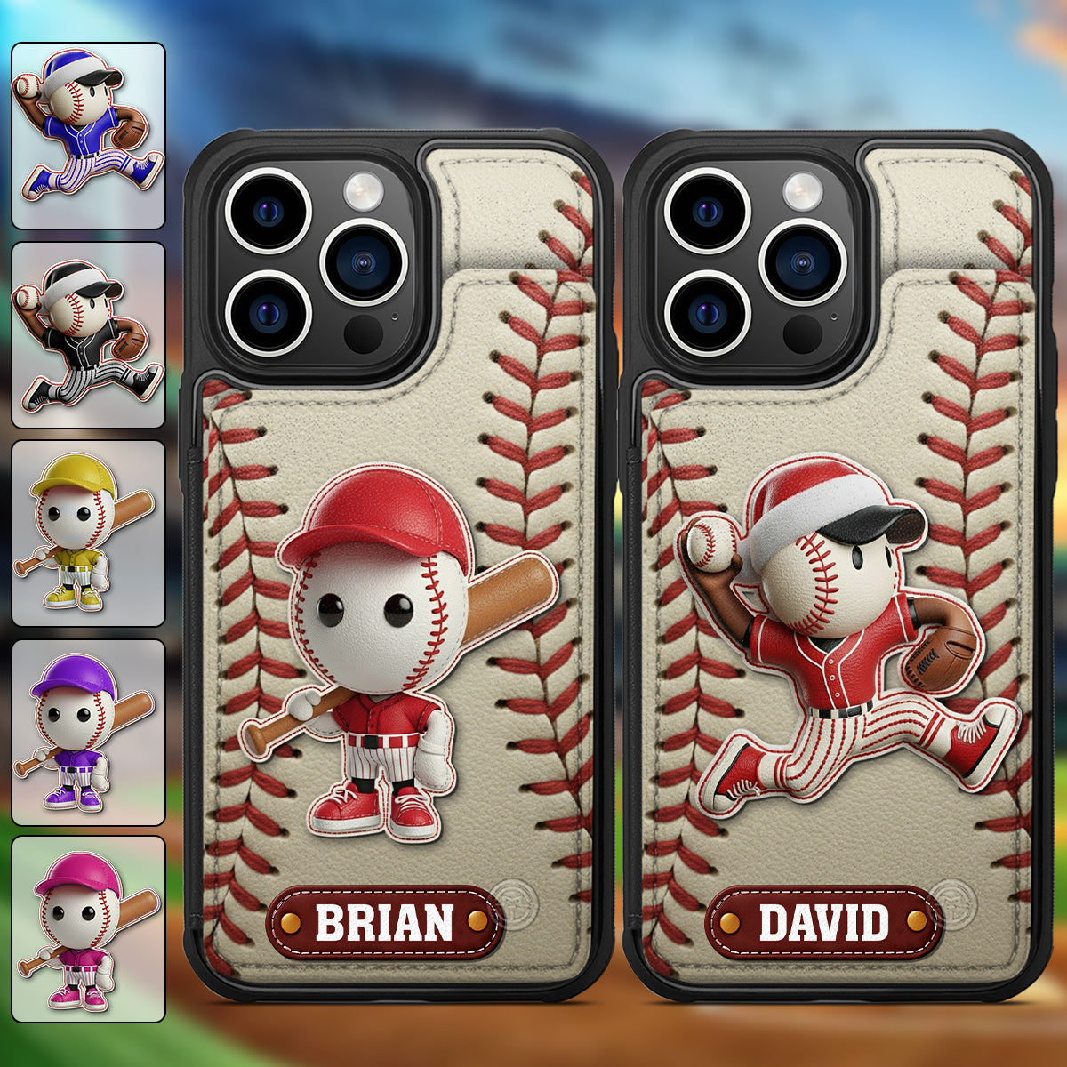 Passionné de baseball ? Étui portefeuille pour téléphone personnalisé avec impression sur le thème du baseball.