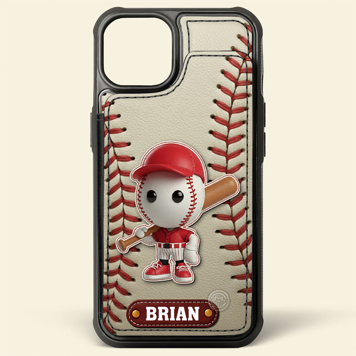 Passionné de baseball ? Étui portefeuille pour téléphone personnalisé avec impression sur le thème du baseball.