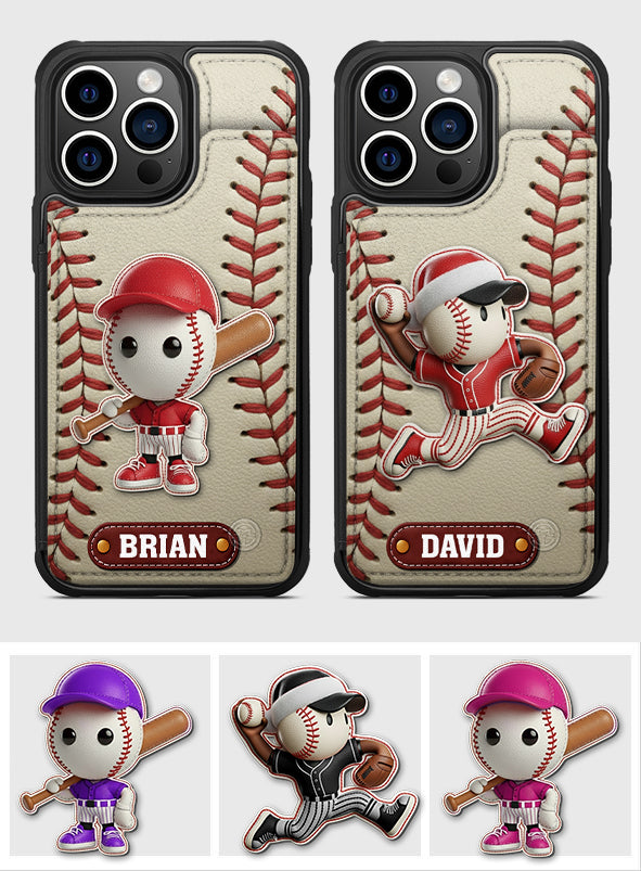Passionné de baseball ? Étui portefeuille pour téléphone personnalisé avec impression sur le thème du baseball.