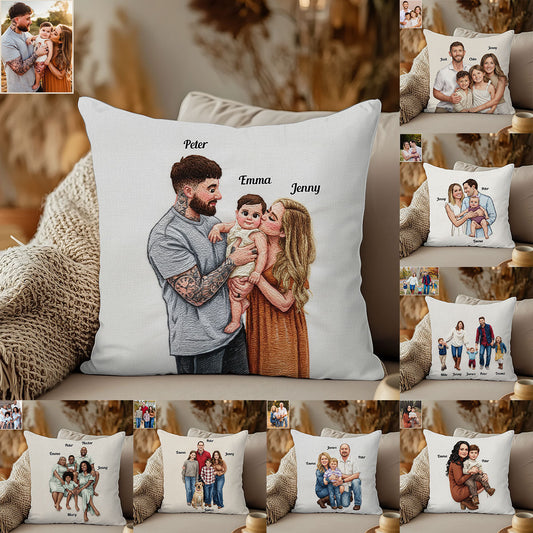 Familienfoto hochladen – Personalisiertes Familienkissen