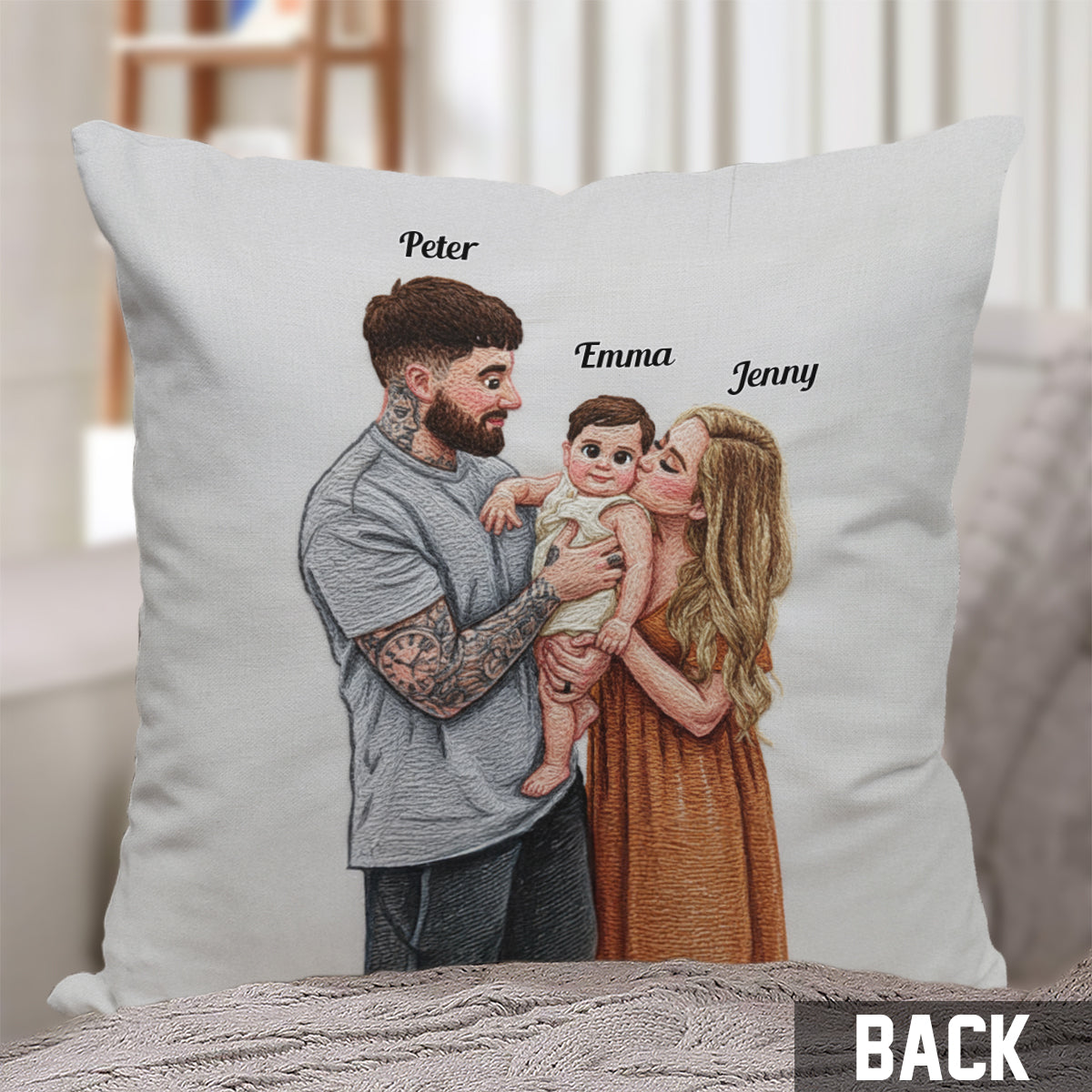 Téléchargez une photo de famille - Coussin décoratif personnalisé pour la famille
