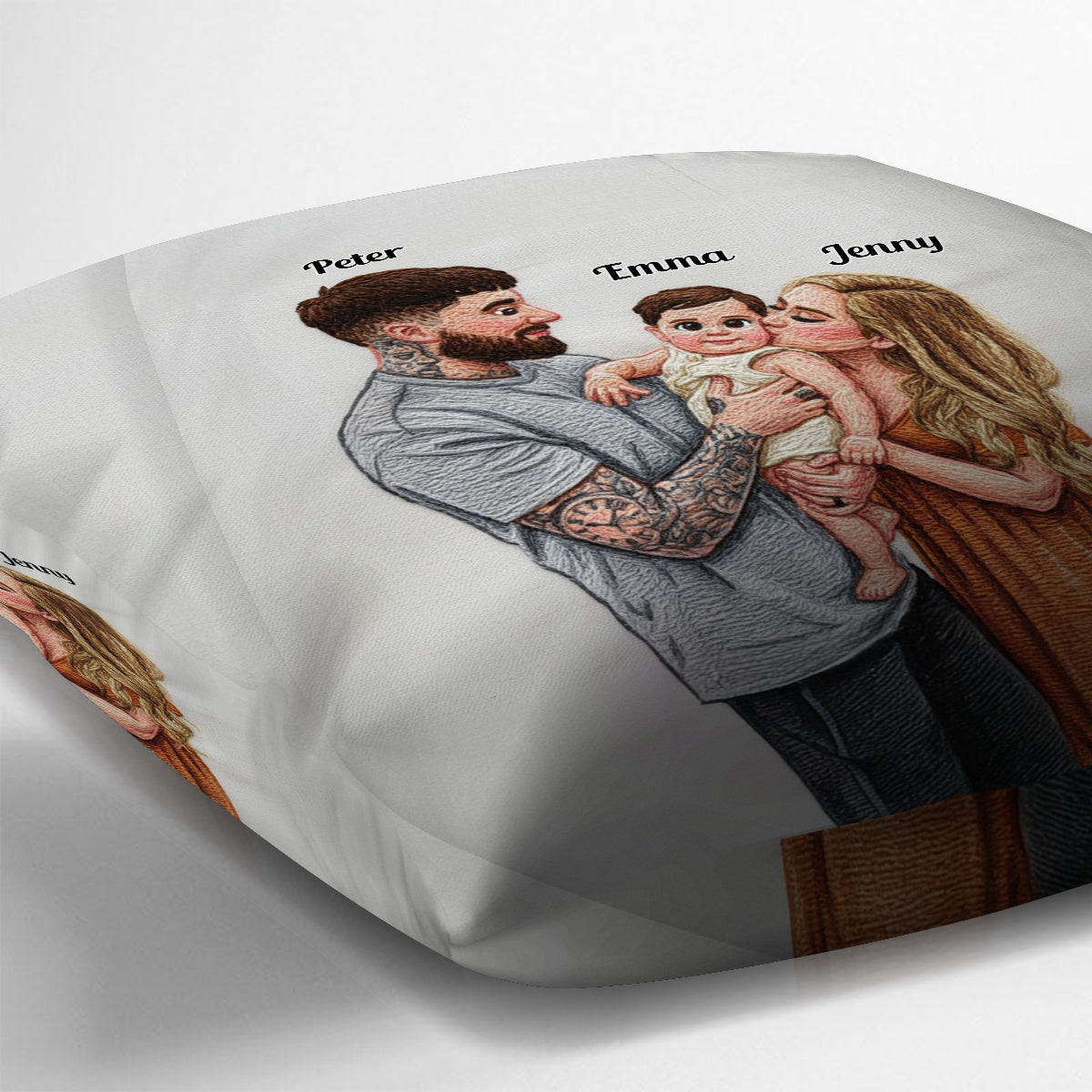 Téléchargez une photo de famille - Coussin décoratif personnalisé pour la famille