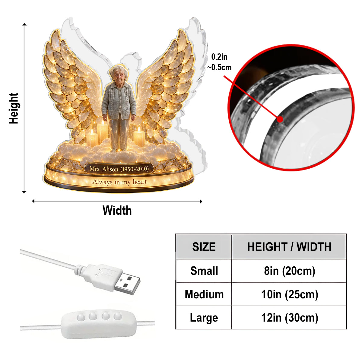 Personalized Memorial Gift, A Beautiful Keepsake to Honor a Loved One - Personalized Memorial Acrylic LED Night Light